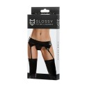 Chiloți sexy cu portjartier Glossy - ALMIRA, negri, mărimea S