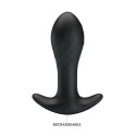 Plug anal Pretty Love – Anal Plug Massager, cu 12 funcții de vibrație, din silicon, reîncărcabil USB, rezistent la apă, negru